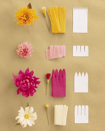 फूल व्यवस्था और नालीदार कागज शिल्प