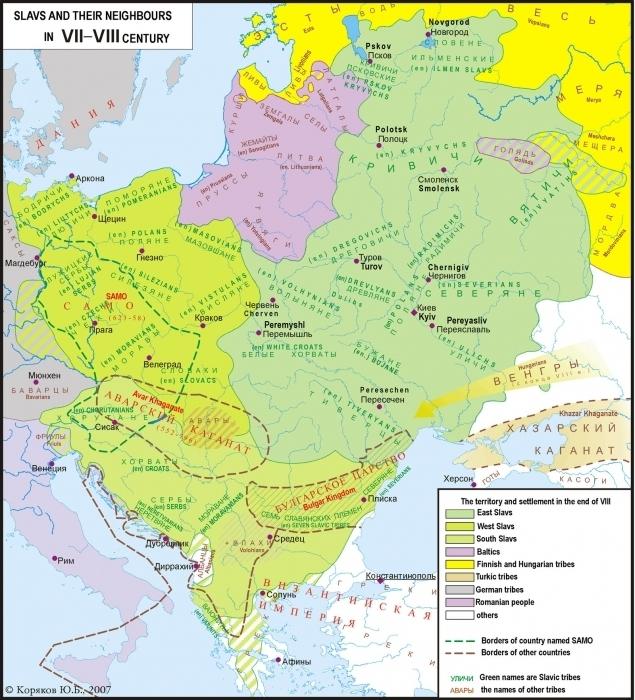 पूर्वी स्लाव के निपटारे का नक्शा